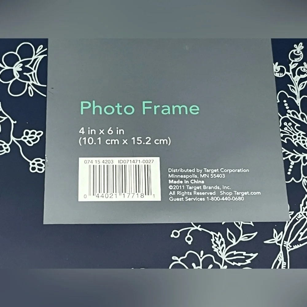 Room Essentials Style Glass‎ Free Standing Floral Blue Photo Frame 4